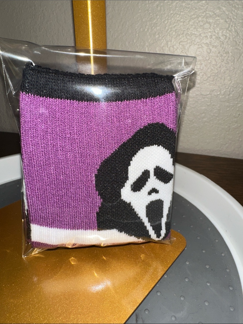 Ghost Face striped Quarter crew socks